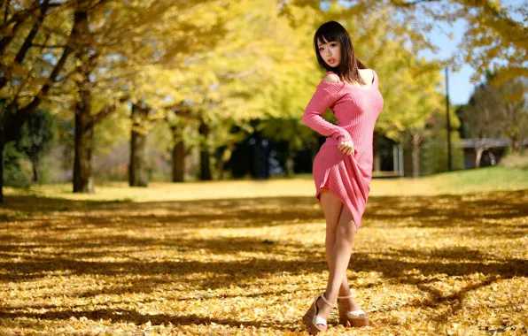 Картинка девушка, фон, платье, ножки