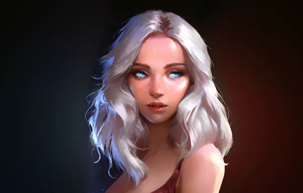 Красота, блондинка, голубые глаза, blue eyes, beauty, blonde, fantasy art, милая девушка