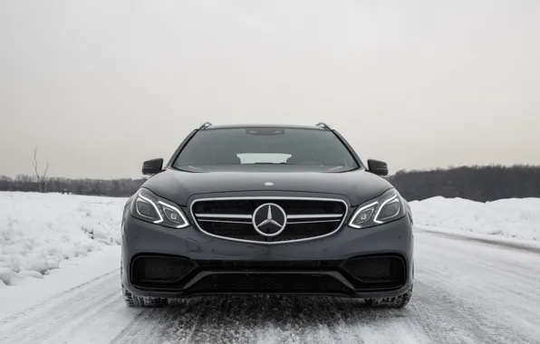 Зима, Снег, Mercedes, E63 AMG, S-Model, 4Matic
