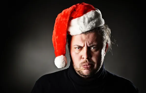 Christmas, angry, beard, christmas hat