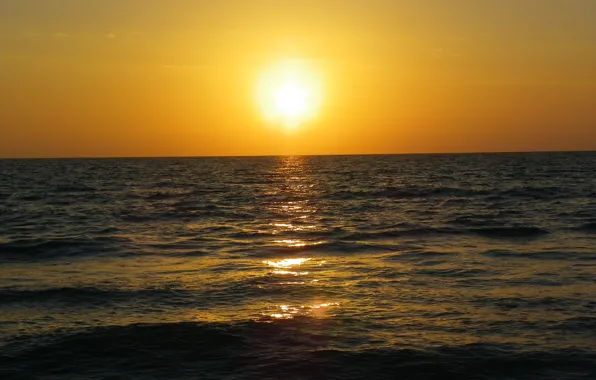Море, закат, природа, Nature, sea, sunset