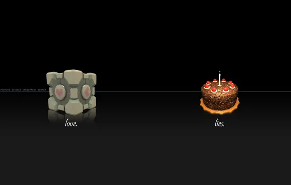Portal, куб, свечка, тортик