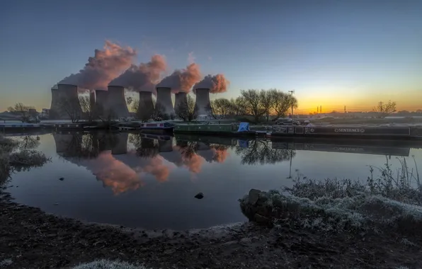 Картинка пейзаж, ночь, Ratcliffe power station