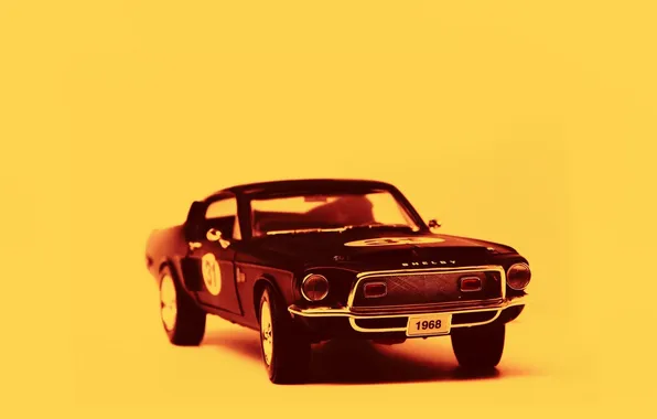Машина, желтый, фон, Shelby, 1968, Ford Mustang