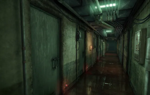 Картинка рендеринг, коридор, тюрьма, Xell, UDK, сцена из фильма, Unreal Engine, Oldboy corridor