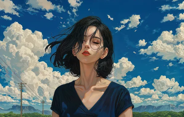 Girl, anime, asian, stillness, moment