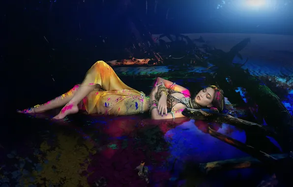 Девушка, поза, фон