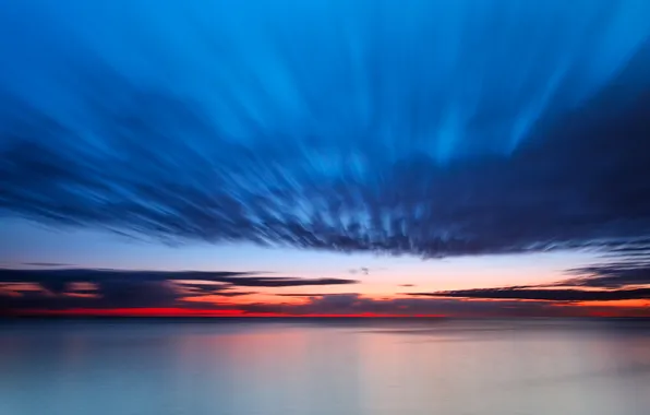Картинка облака, восход, океан, утро, ocean, clouds, morning, sunrise