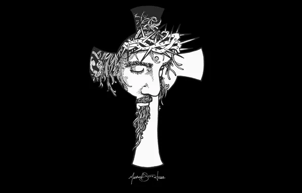 Desktop, wallpaper, black, cross, rendering, God, Christ, Jesus