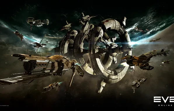 Туманность, планета, станция, Космос, space, космический корабль, eve online, space ship