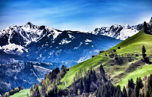 Горы, вершины, весна, Австрия