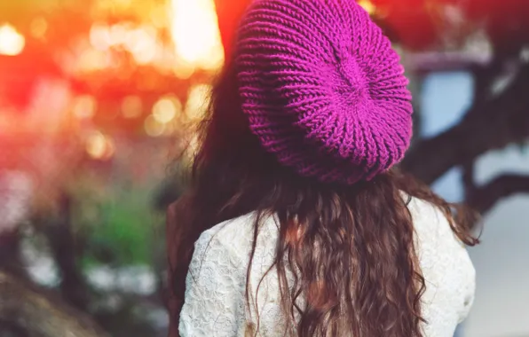 Девушка, волосы, кудри, берет
