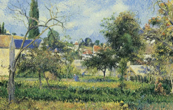 Пейзаж, картина, Камиль Писсарро, Сад Аббатства Мобюиссон. Понтуаз