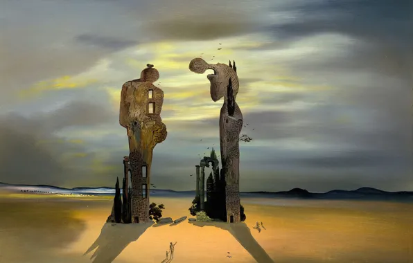 Картинка сюрреализм, картина, Сальвадор Дали, Salvador Dali, Археологическая Реминисценция Анжелюса Милле