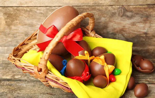 Картинка шоколад, яйца, Пасха, chocolate, Easter, eggs, decoration, Happy