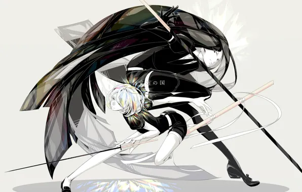 Девушки, аниме, двое, позы, houseki no kuni