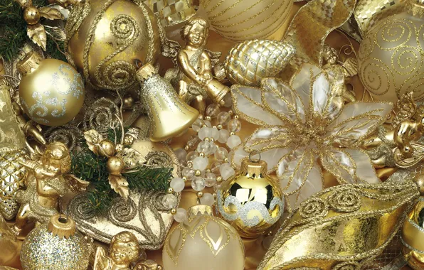Зима, шарики, игрушки, ангелы, Новый Год, Рождество, колокольчики, Christmas