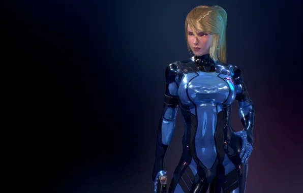 Девушка, темные тона, минимализм, красивая девушка, samus aran, samus, хорошая фигура, zero suit