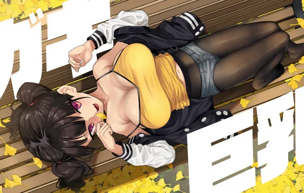 Girl, sexy, cleavage, shorts, brown hair, boobs, anime, beautiful