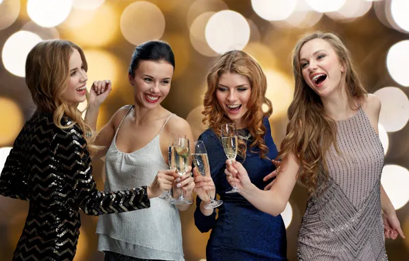 Party, dress, woman, champagne