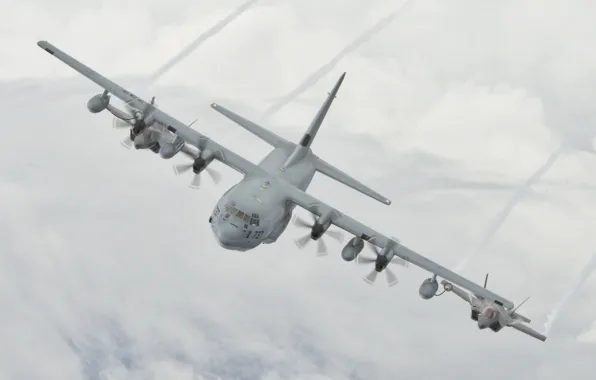 Картинка небо, истребители, самолёт, военно-транспортный, F-35B, Super Hercules, C-130J