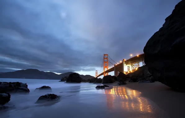 Картинка пейзаж, ночь, Golden Gate Bridge