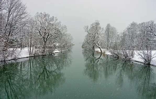 Картинка зима, пейзаж, река
