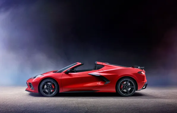 Corvette, Chevrolet, вид сбоку, Stingray, 2020, C8