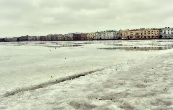 Лед, зима, город, питер, санкт-петербург, нева