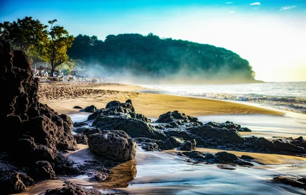 Картинка море, пляж, лето, небо, камни, берег