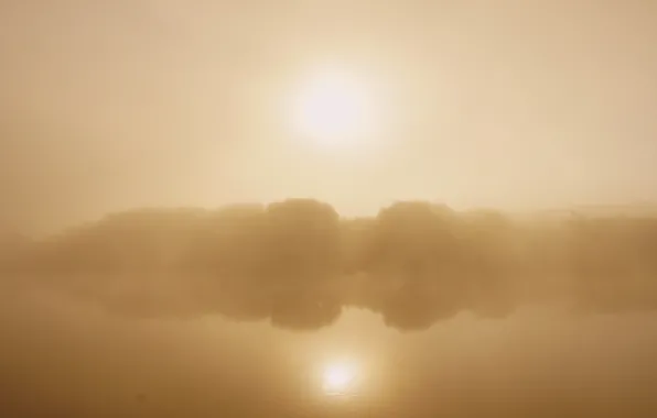 Картинка свет, туман, отражение, река, рассвет, Природа, утро, Россия