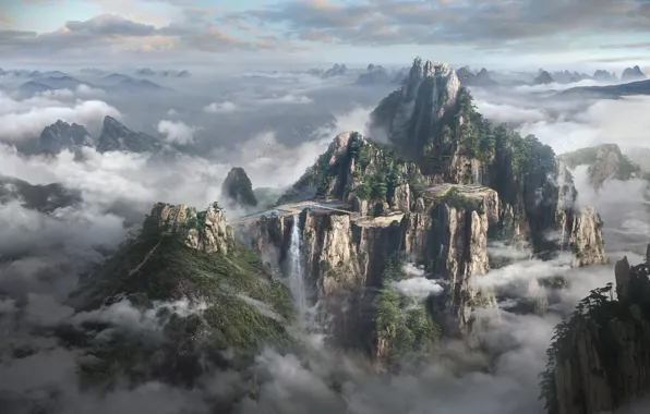 Картинка горы, сооружение, To the Sky Kingdom