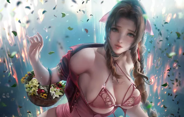 Картинка girl, sexy, lingerie, bra, cleavage, long hair, boobs, anime