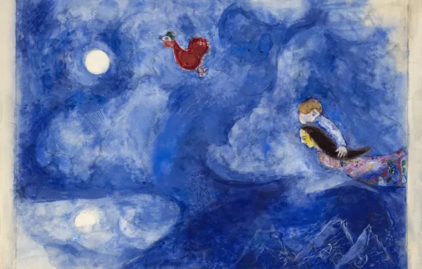 Картинка Marc Chagall, Марк Шагал, MARC CHAGALL, decor for Aleko, Алеко, Aleko and Zemphira by Moonlight, …