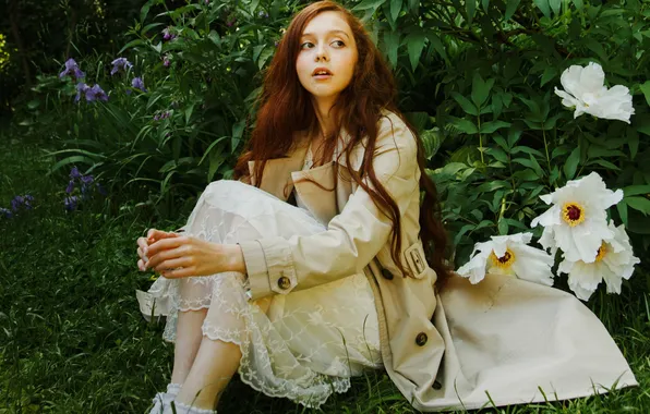 Зелень, трава, природа, сидит, Анна, Marie Dashkova