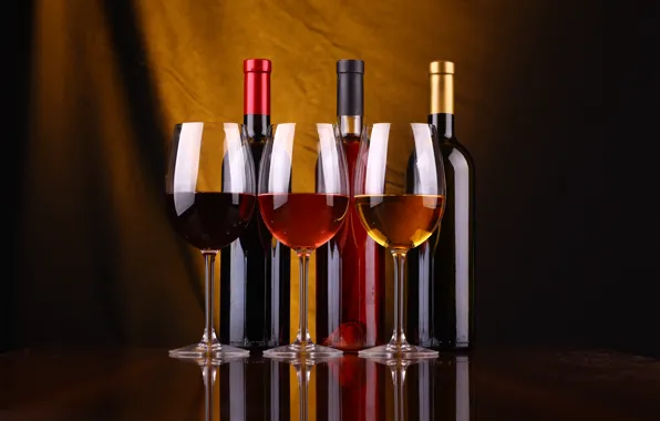 Quality, variety, wine glasses, wine bottles