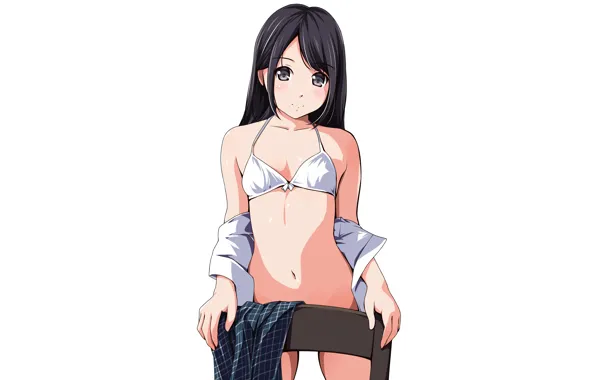 Girl, sexy, lingerie, bra, cleavage, long hair, boobs, anime