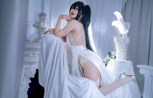 Поза, комната, брюнетка, азиатка, косплей, cosplay, room, brunette