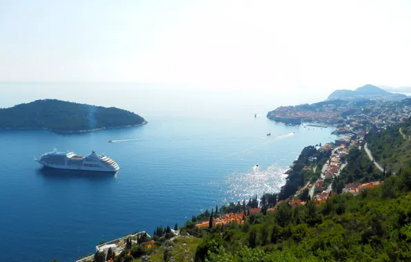 Море, синий, побережье, Дубровник, Dubrovnik, Lokrum