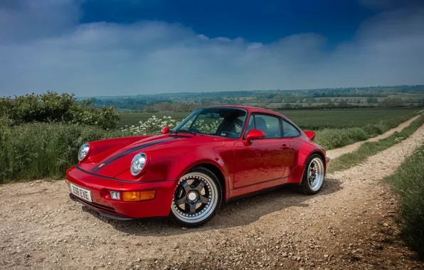 Porsche, Red, Porsche 911, Coupe, Road, Forest, 2021, Everrati Signature