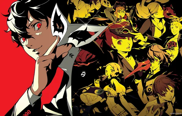 Взгляд, маска, парень, персонажи, Persona 5, Persona 5 Royal