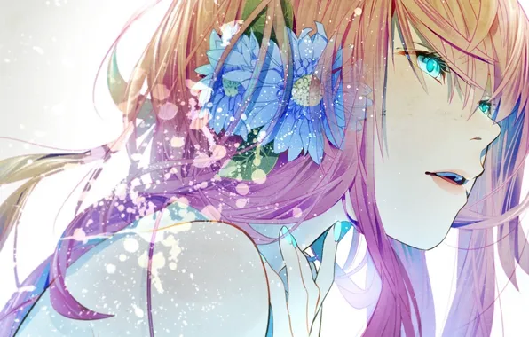 Картинка девушка, цветы, арт, vocaloid, megurine luka, вокалоид, keishi