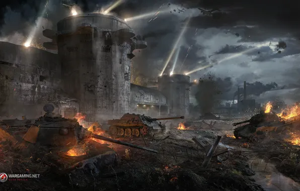 Картинка оружие, крепость, сражение, танки, Flak tower