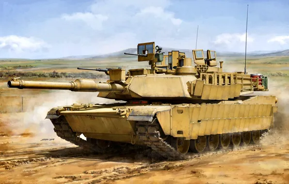 Картинка Abrams, US Army, M1 Abrams, M1A2 SEP, Основной боевой танк США, 2x7.62мм пулемет М240, 1x12.7мм …