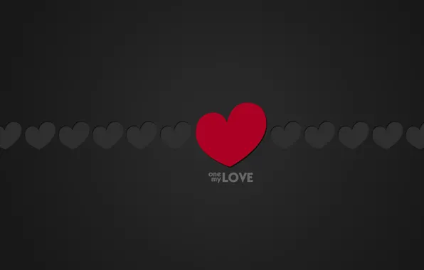 Картинка Love, Минимализм, Черный, Любовь, Сердце, Сердечки, Фон, Надпись