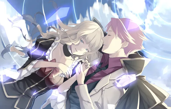 Девушка, романтика, аниме, арт, парень, двое, Umineko no Naku Koro ni