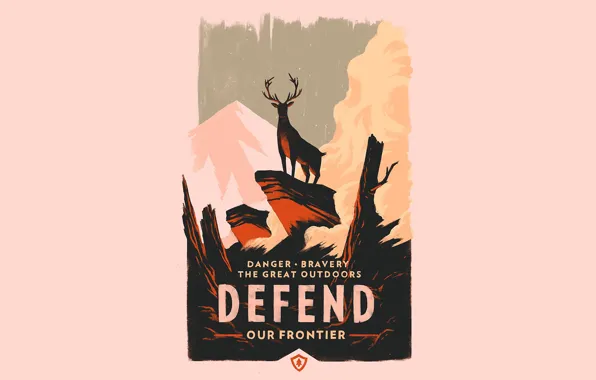 Горы, Игра, Лес, Олень, Плакат, Campo Santo, Firewatch, Пожарный дозор