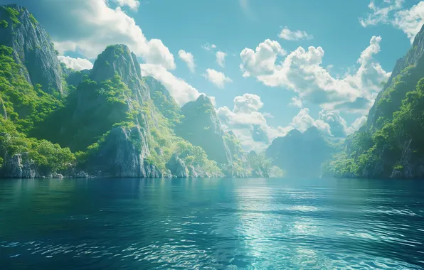 Картинка sea, mountains, bay, vietnam, ha long