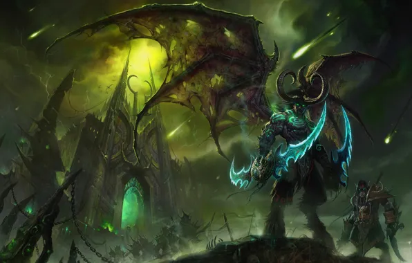 Картинка World of Warcraft, Illidan, WOW, Stormrage, Demon, Illidan Stormrage, Shadowmoon Valley, Wings
