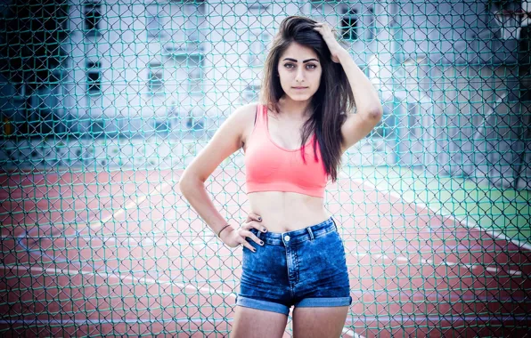Pink, Model, Jeans, Russian, Shorts, Fence, Ksenia, Topic